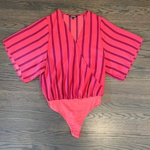Express Pink Striped Bodysuit